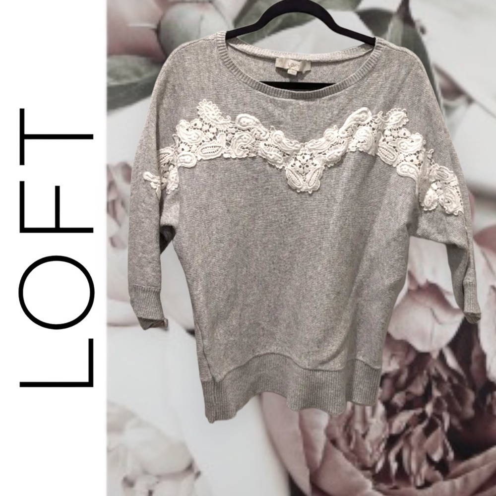 𝅺Loft crochet lace knit top​​​​